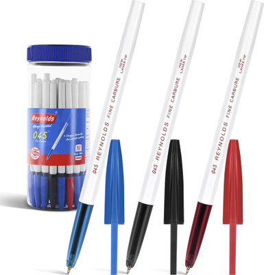 Reynolds 045 Ball Pen(Pack of 25, Ink Color - Blue,Black & Red)
