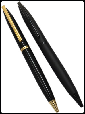 auteur Executive Series 156 Black Golden Clip & Matte Black Designer Metal Body Gift Ball Pen(Pack of 2, Ink Color - Blue)