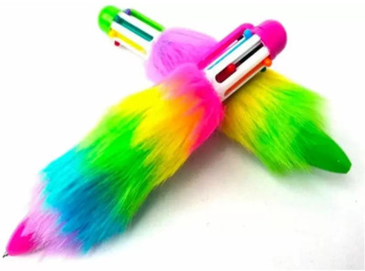 Vadhavan rainbow fur pen with 6 ink colors for kids Ball Pen(Pack of 2, Ink Color - Multicolor)