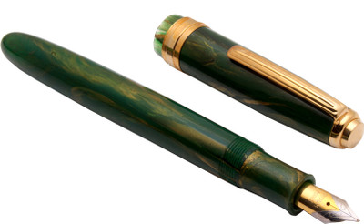 Ledos Click Falcon Green Marble Golden Trims Dual tone Medium Nib Fountain Pen(Ink Color - Eyedropper System)