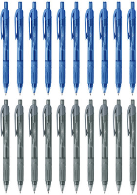 FLAIR V2 0.7mm Retractable Gel Pen Combo Pack |10 Blue ink & 10 Black Ink, Water Proof Gel Pen(Pack of 20, Ink Color - Multicolor)