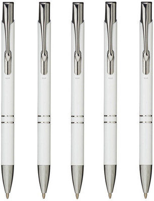 UJJi Gloss White Color Retractable Ball Pen(Pack of 5, Ink Color - Blue )