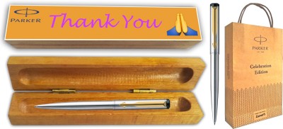 PARKER VECTOR SS GT BP With Wooden Thank You Wishing Gift Box and Gift Bag Ball Pen(Blue)