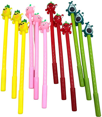 AncientKart Funny Fruit Gel Pen(Pack of 12, Ink Color - Blue)