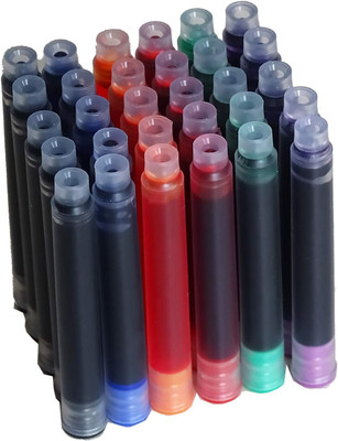Gold Leaf Jinhao FP Ink Cartridges Refill 6 Colors Set Black Blue Green Pink Red & Orange Ink Cartridge(Pack of 30, Ink Color - Multicolor)
