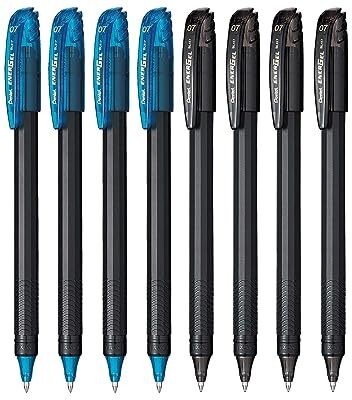 Pental EnerGel 0.7 mm BL417 Refillable & Metal Tip 8 Pcs (4 Blue & 4 Black) Roller Gel Pen(Multicolor)