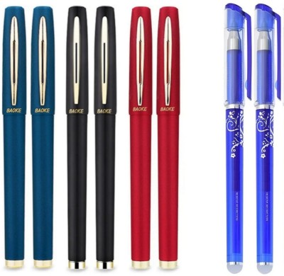 Baoke 6 Multicolor Gel Ink Roller Pen 1.0mm+0.35mm Blue Ink 2 Erasable Gel Pen(Pack of 8, Ink Color - Multicolor)