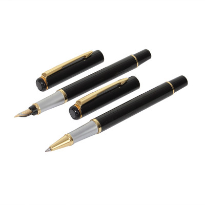 auteur 801 Executive Black Color Metal Body Medium Nib Fountain Ink Pen & Roller Ball Pen Gift Set(Pack of 2, Ink Color - Black)