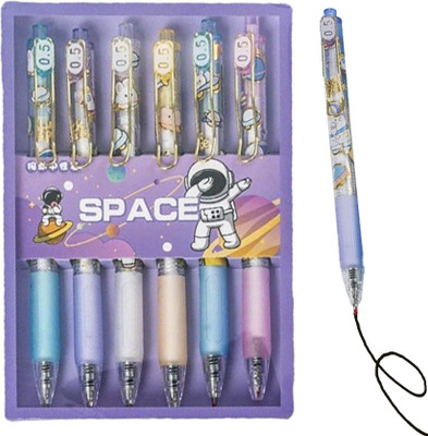 WISHKEY Space Design Black Gel Pen Set For Boys & Girls, Smooth Retractable Pen for Kids Gel Pen(Pack of 6, Ink Color - Black)