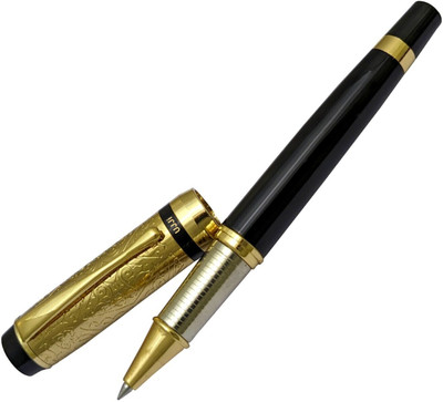 UJJi Carved Deisgn Golden Color Cap Brass Body Metal Roller Ball Pen(Ink Color - Blue )