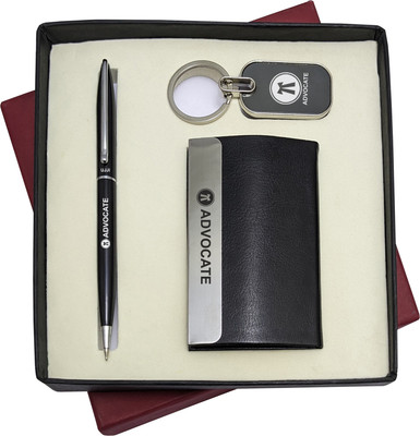 UJJi 3in1 Advocate Logo Set with Slim Design Ball Pen, Keychain and ATM Card Holder Pen Gift Set(Pack of 2, Ink Color - Blue )