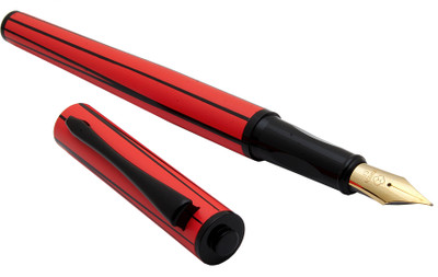 Ledos Yiren 3953 Orange Color With Black Spiral Lines Metal Body Extra Fine Nib Fountain Pen(Ink Color - Converter System)