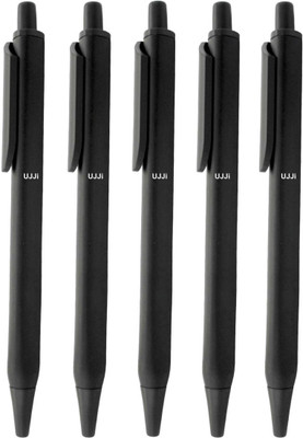 UJJi Black Colour Body Pack of 5 Metal Ball Pen(Pack of 5, Ink Color - Blue )