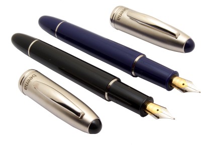 Ledos Set Of 2 Beena Magic Black & Blue Retractable Fountain Pen(Pack of 2, Ink Color - cartridge system)