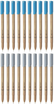 FLAIR Woody 0.7mm Ball Pen Combo Pack, Woody Design|10 Pcs Blue ink & 10 Pcs Black Ink Ball Pen(Pack of 20, Ink Color - Multicolor)