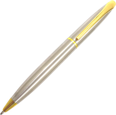 auteur Designer 156 Silver Metal Body With Gold Plated Trims Student Series Best Gift Ball Pen(Ink Color - Blue)