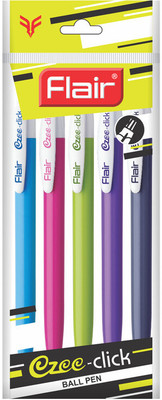 FLAIR Ezee Click Retractable Ball Pen Pouch Pack | 0.7 to 1 mm Tip|Comfortable Writing Ball Pen(Pack of 30, Ink Color - Blue)