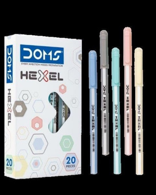 DOMS HEXEL | BALL PEN | Ink - BLUE | 20 PCS BOX Ball Pen(Pack of 20, Ink Color - Blue)