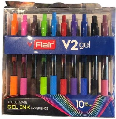 FLAIR V2 Gel Pen(Pack of 10, Multicolor)