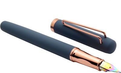 Ledos Yiren 3976 Blue Velvet Rubber Finish Body Rose Gold Trims Extra Fine Nib Fountain Pen(converter system)