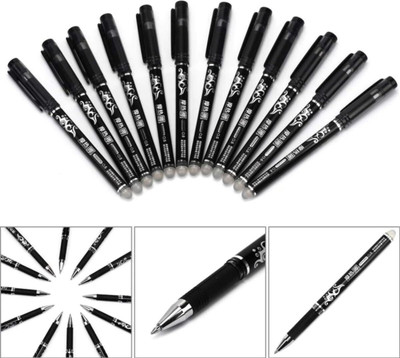KLIDSHUSOZ TREASURE Premium Black Erasable Gel Pen 0.5mm - Perfect For School Students Gel Pen(Pack of 6, Ink Color - Black)