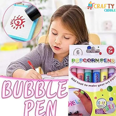 CRAFTY CUDDLE 3D printing bubble pen popcorn pen cotton children kid diy expanding effect Multi-function Pen(Pack of 6, Ink Color - Multicolor)