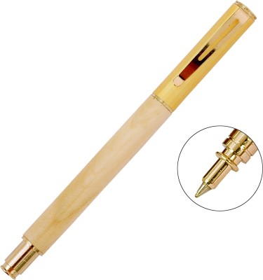 Krink Antique R051 Wooden Roller Pen with Golden cap Fitted with Germany Made Refill Roller Ball Pen(Blue)