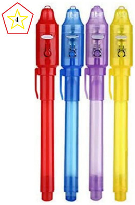 SHOP KAR Invisible Spy Magic Pen with UV-Light Best for Kids Pack of 4 Ball Pen(Pack of 4, Ink Color - Blue)
