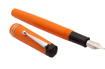 Ledos Glare Collection - Diplomate Acrylic Orange FLEX NIB 3in1 Ink Fill System Fountain Pen(Ink Color - converter mechanism)