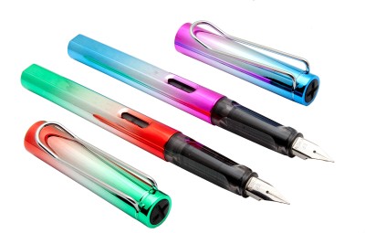 Ledos Set Of 2 Yiren 7022 Dualtone Metallic Colors Wired Clip Extra Fine Nib Fountain Pen(Pack of 2, Converter System)