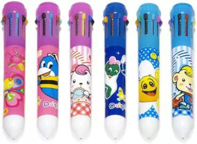 MOHARI 10 in 1 Pen Retractable Pens / School Accessories ( Multi-function Pen ) Ball Pen(Pack of 6, Ink Color - Multicolor)