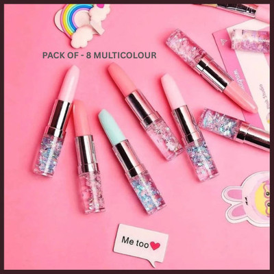 AMB Glitter Lipstick Pen Gel Pen Makeup Artist Pen for Kids Beauty multicolor Pen Gift Set(Pack of 8, Ink Color - Blue)