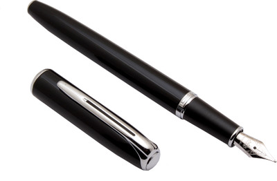 Ledos Jinhao 996 Shine Black Metal Body With Chrome Trims & Medium Nib Fountain Pen(Ink Color - Converter System)