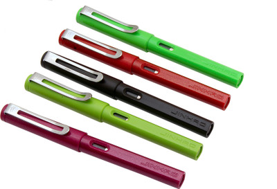Ledos Set Of 5 Jinhao 0599 Student Chrome Trims With Fine Nib Fountain Pen(Pack of 5, Ink Color - Converter System)