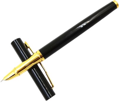 Dikawen 3119 Black Color Fine Nib Fountain Ink Pen With Designer Gold Plated Trims Fountain Pen