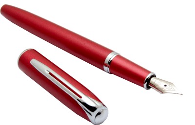 Ledos Jinhao 996 Satin Red Metal Body With Chrome Trims & Fine Nib Fountain Pen(Ink Color - Converter System)