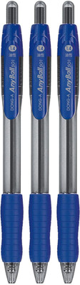 DONG A RETRACTABLE 1.4MM BALL POINT PEN For Smooth Writing Ball Pen(Pack of 3, Ink Color - Blue)