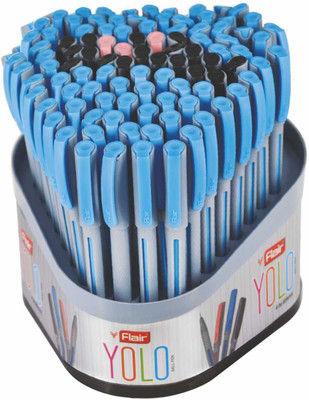 FLAIR Yolo Pack of 100 Ball Pen(Pack of 100, Ink Color - Blue Black and Red)