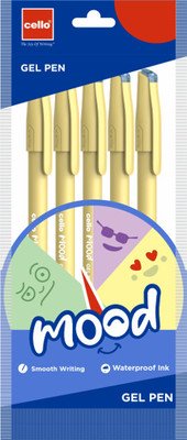 Cello Mood Blue Gel Pen(Pack of 5, Ink Color - Blue)