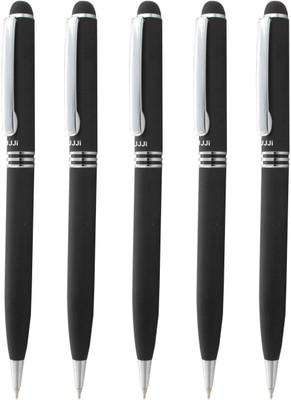 UJJi Black Colour Body Pack of 5 Metal Ball Pen(Pack of 5, Ink Color - Blue )