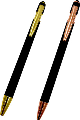 auteur Designer Black Color Metal Body With Stylus Student Series Best Gift Ball Pen(Pack of 2, Ink Color - Blue)