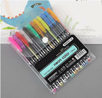 VINMOT Neon Color Gel and Glitter Pens Set for Drawing and Arts (12 Pens) Gel Pen(Ink Color - Multicolor)