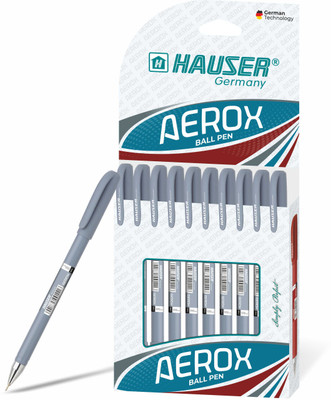 HAUSER Aerox Ball Pen Pack of 10 Pens Black Ink Ball Pen(Pack of 10, Ink Color - Black)