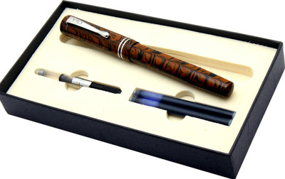 Ledos Click Renaissance Handmade Brown Full Ebonite Flex Nib Fountain Pen(Ink Color - Converter system)