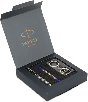 PARKER Vector Special Edition Chrome Trim Roller Ball Pen With Parker Keychain Pen Gift Set(Ink Color - Blue)