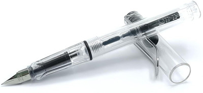 Qalam Kaari White Transparent Fountain Ink Pen with Ink Converter Pump Fountain Pen(Ink Color - Clear Transparent Body Fountain Pen with Fine Nib(0.5mm))