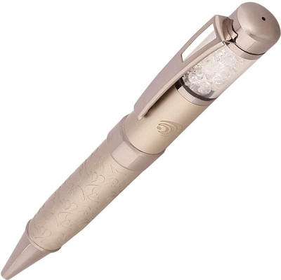 Oculus Oculus Pearl 4002 Leaf Pattern and crystal and Jewel studded Cream color metal Ball Pen(Ink Color - Blue)