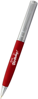 UJJi Happy Birthday Engraved Matte Red Body with Chrome Clip Ball Pen(Ink Color - Blue )