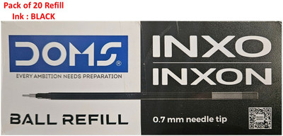 DOMS INXON/INXO BALL PEN REFILL | INK BLACK | 20 REFILL | Refill(Pack of 20, Ink Color - Black)