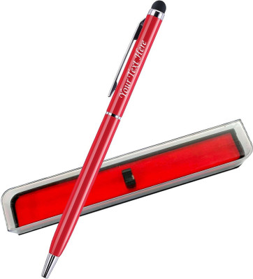 UJJi Name Pen in Extra Slim Design Red Metal with Stylus for Touch Screen Multi-function Pen(Ink Color - Blue )